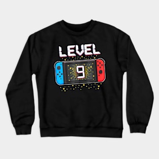 9th Birthday Level 9 9 Year Old Video Crewneck Sweatshirt